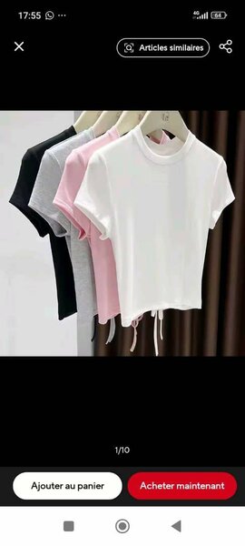 T-shirt court froncé femme