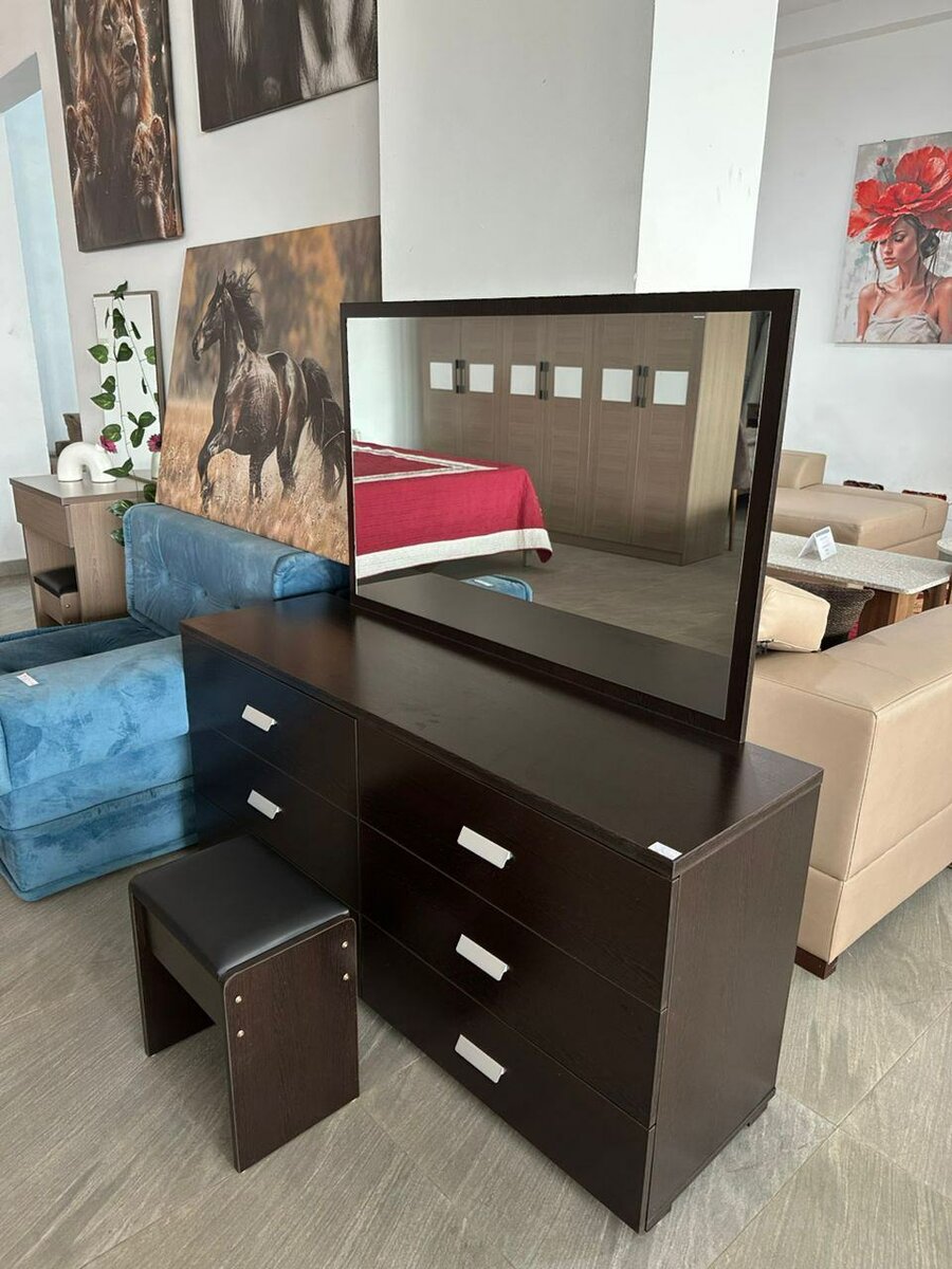 Dressing Table with Mirror and Stool