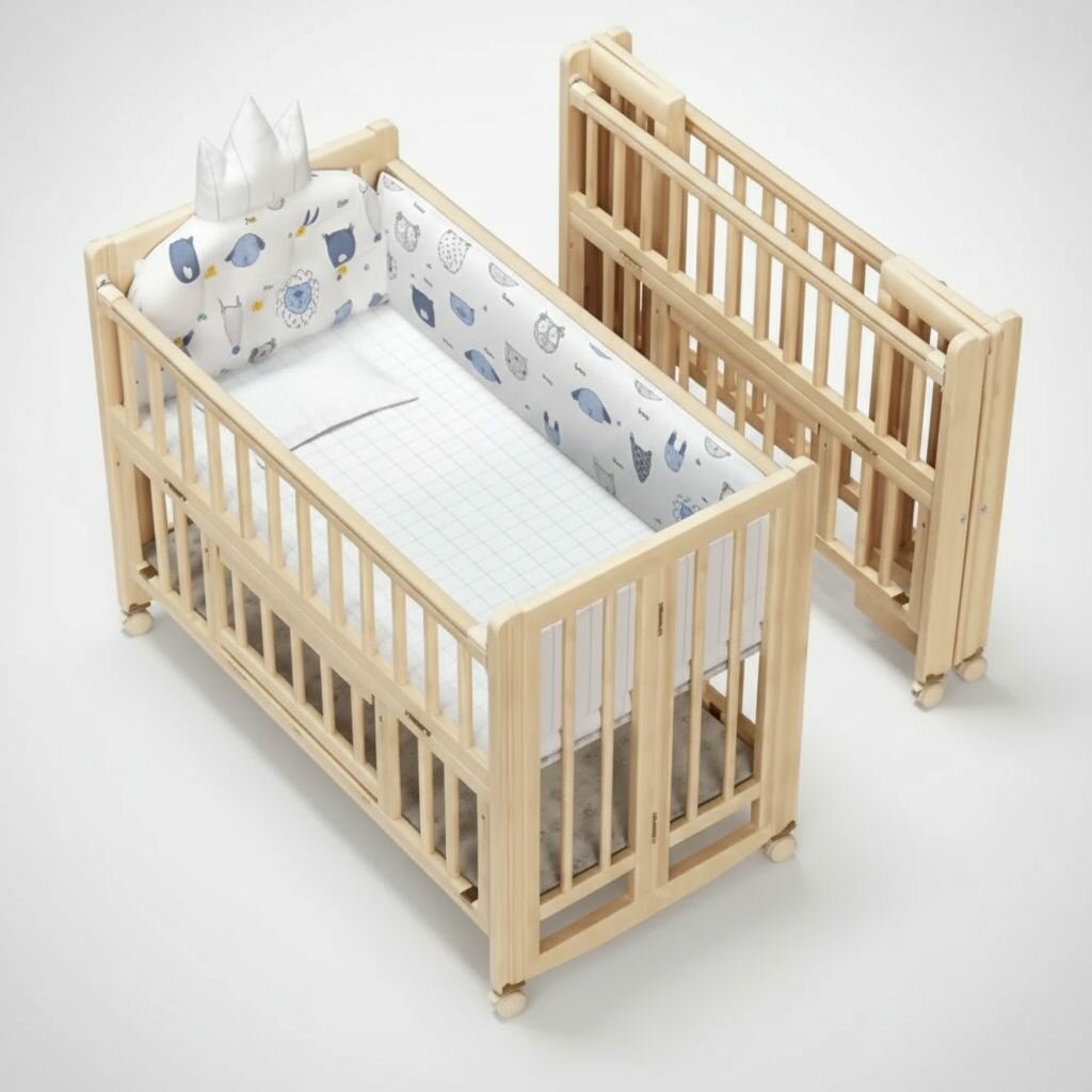 Lit bébé pliant en bois