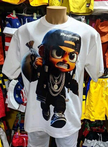 T-shirt homme blanc avec motif cartoon