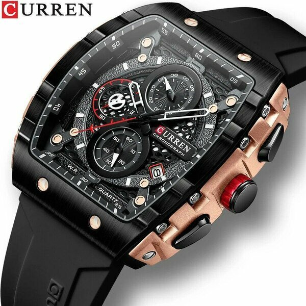 Montre Curren chrono noir or rose - neuve