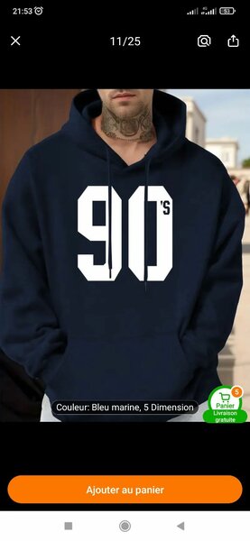 Sweat à capuche années 90