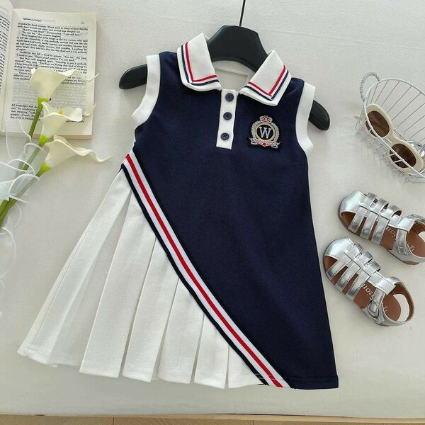 Robe fille marine et blanche