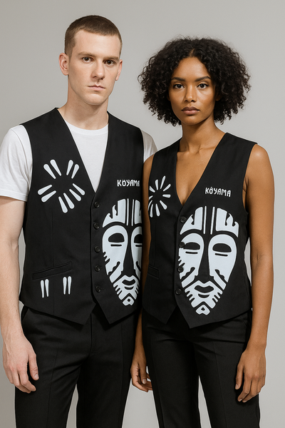 Gilet noir imprimé unisexe