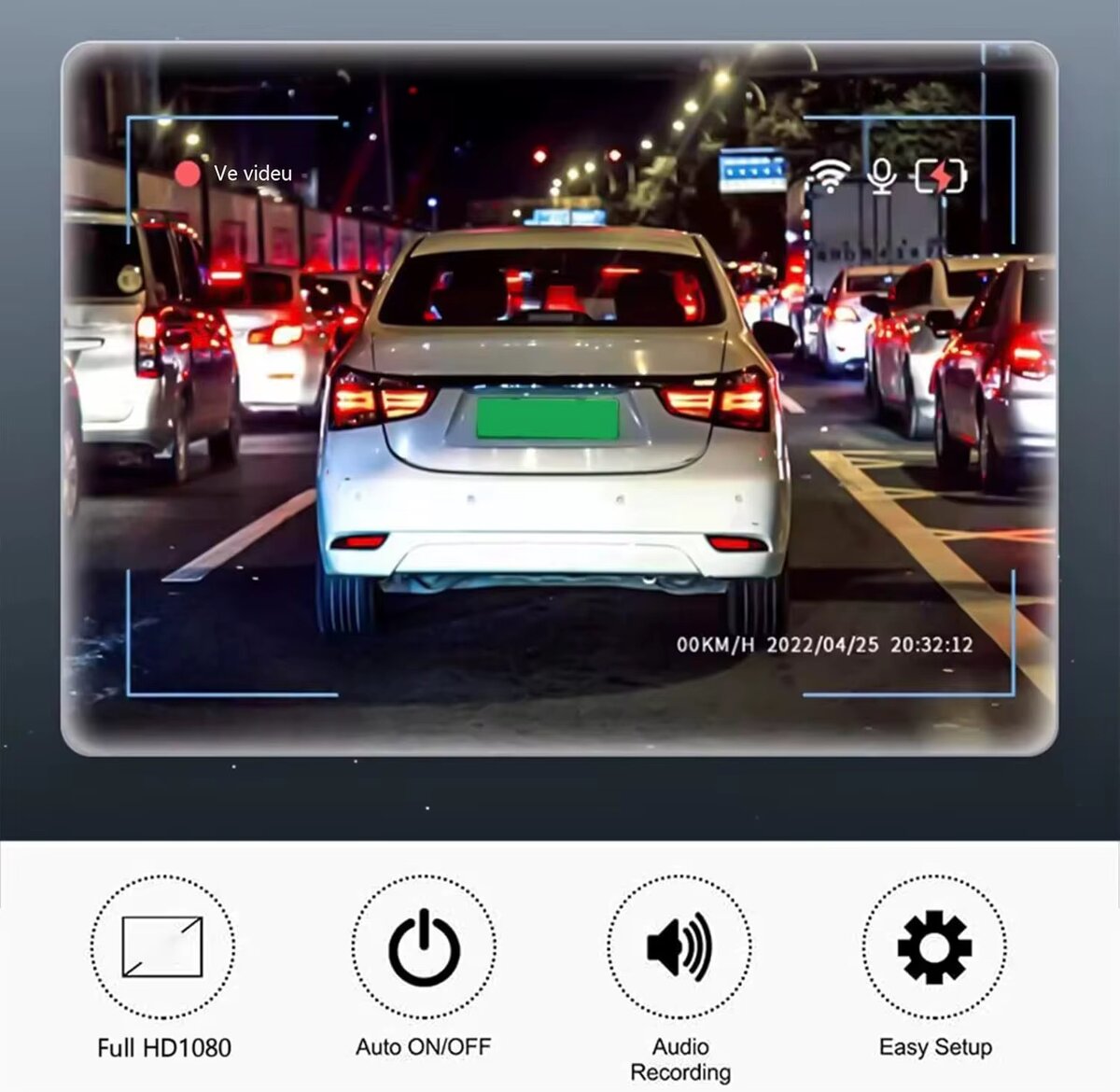 Caméra de tableau de bord HD pour voiture
