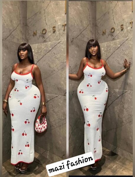 Robe longue à motifs cerises