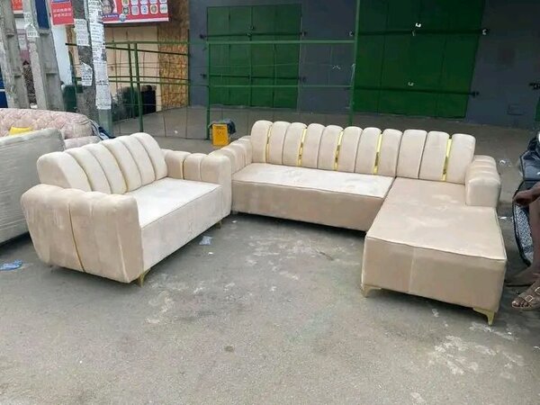 Canapé d'angle en tissu beige