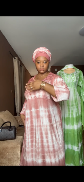 Robe africaine tie and dye rose