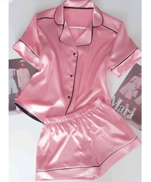 Pyjama satin rose doux