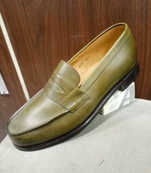 Mocassins en cuir vert homme