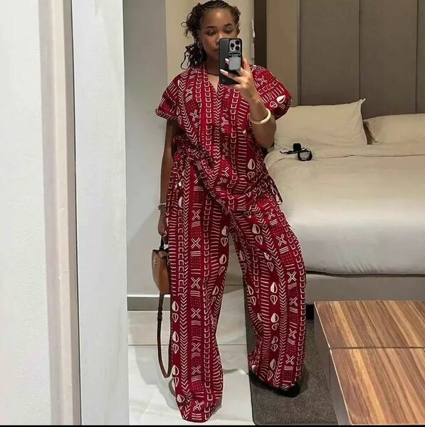 Combinaison rouge africaine pour femme