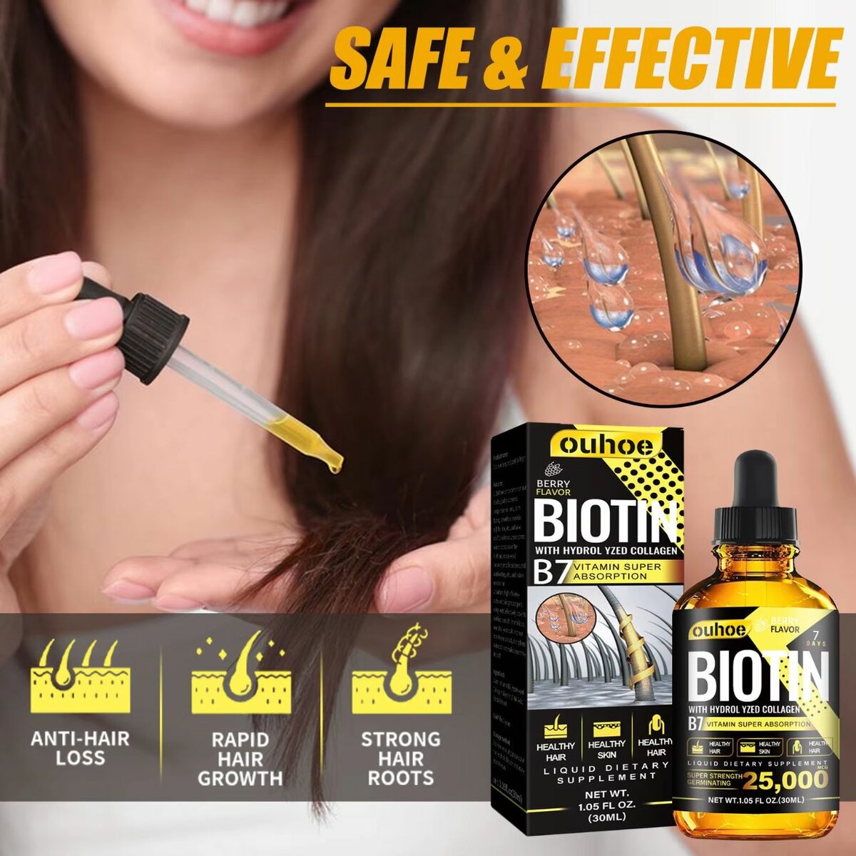 Huile de Biotine Antichute Cheveux