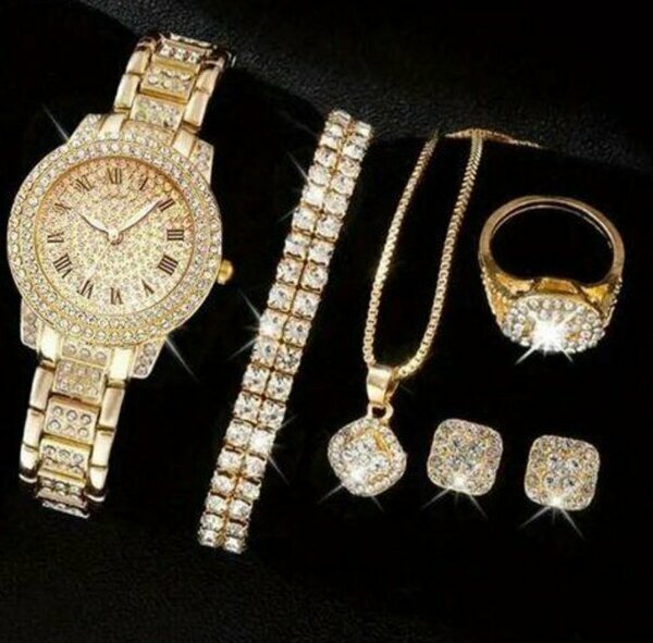 Parure montre & bijoux dorés