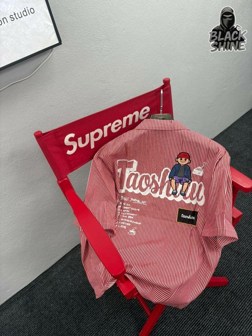 Graphic Striped Button-Up Shirt