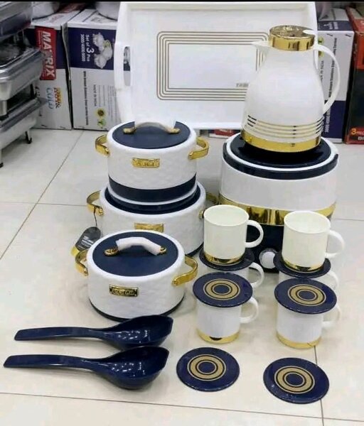 Ensemble de vaisselle 15 pièces blanc et or