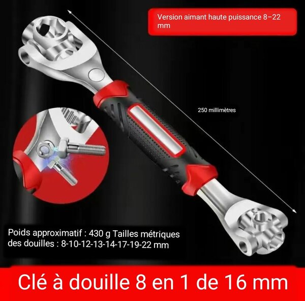 Clé à douille 8 en 1 multifonction