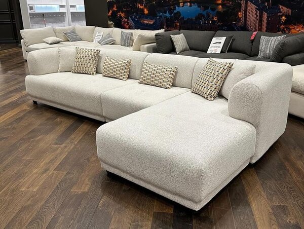 Canapé d'angle convertible en tissu beige