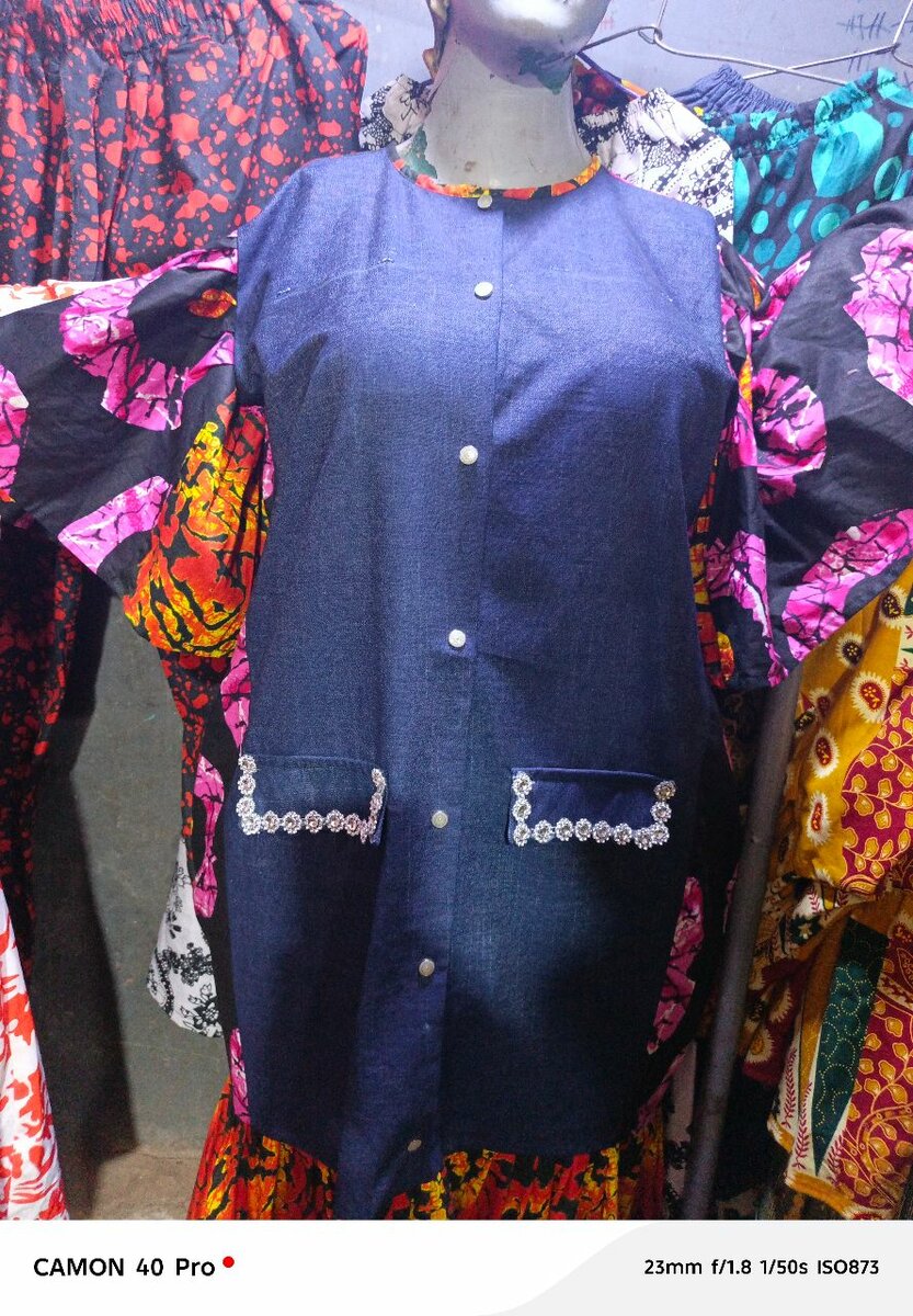 Robe longue en jean colorée