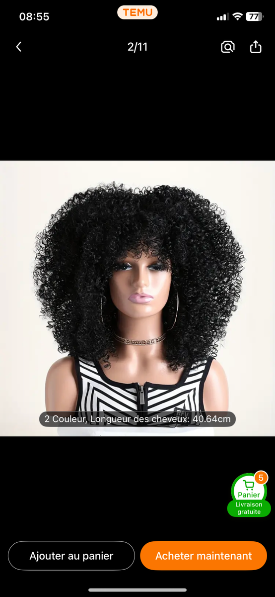 Perruque Afro Bouclée Femme