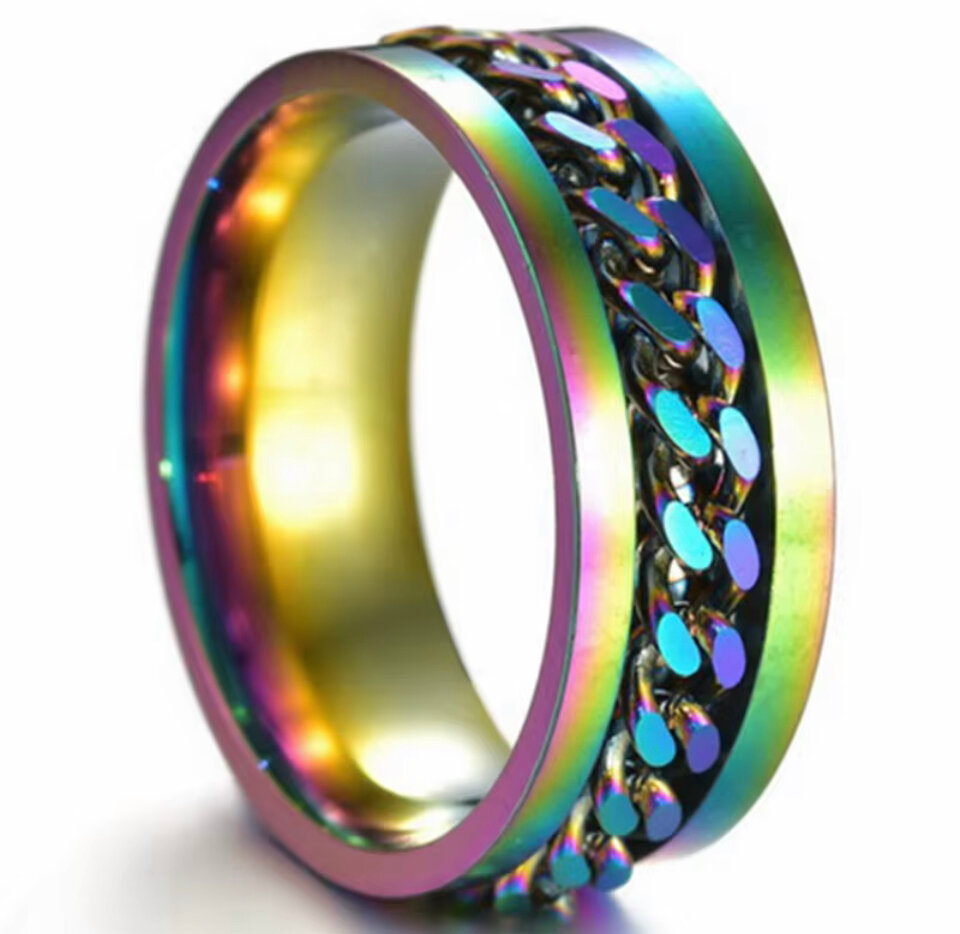 Bague Spinner Arc-en-Ciel Unique