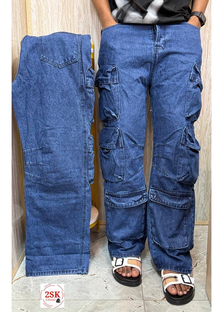 Jeans cargo brodés tendance