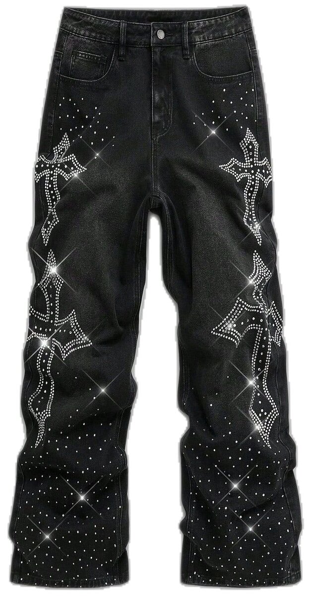 Jean stylé avec strass croix