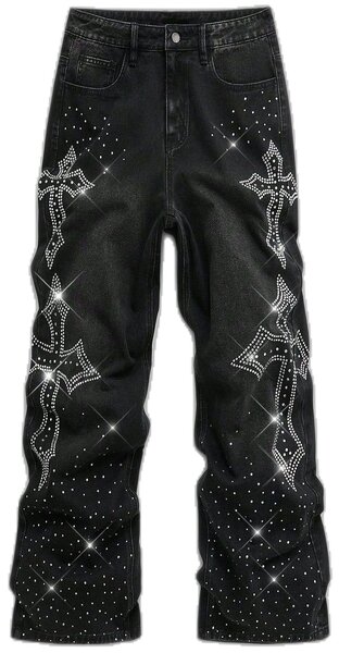 Jean stylé avec strass croix