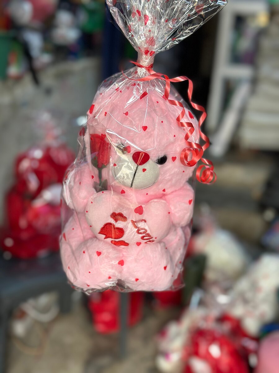 Nounours rose peluche