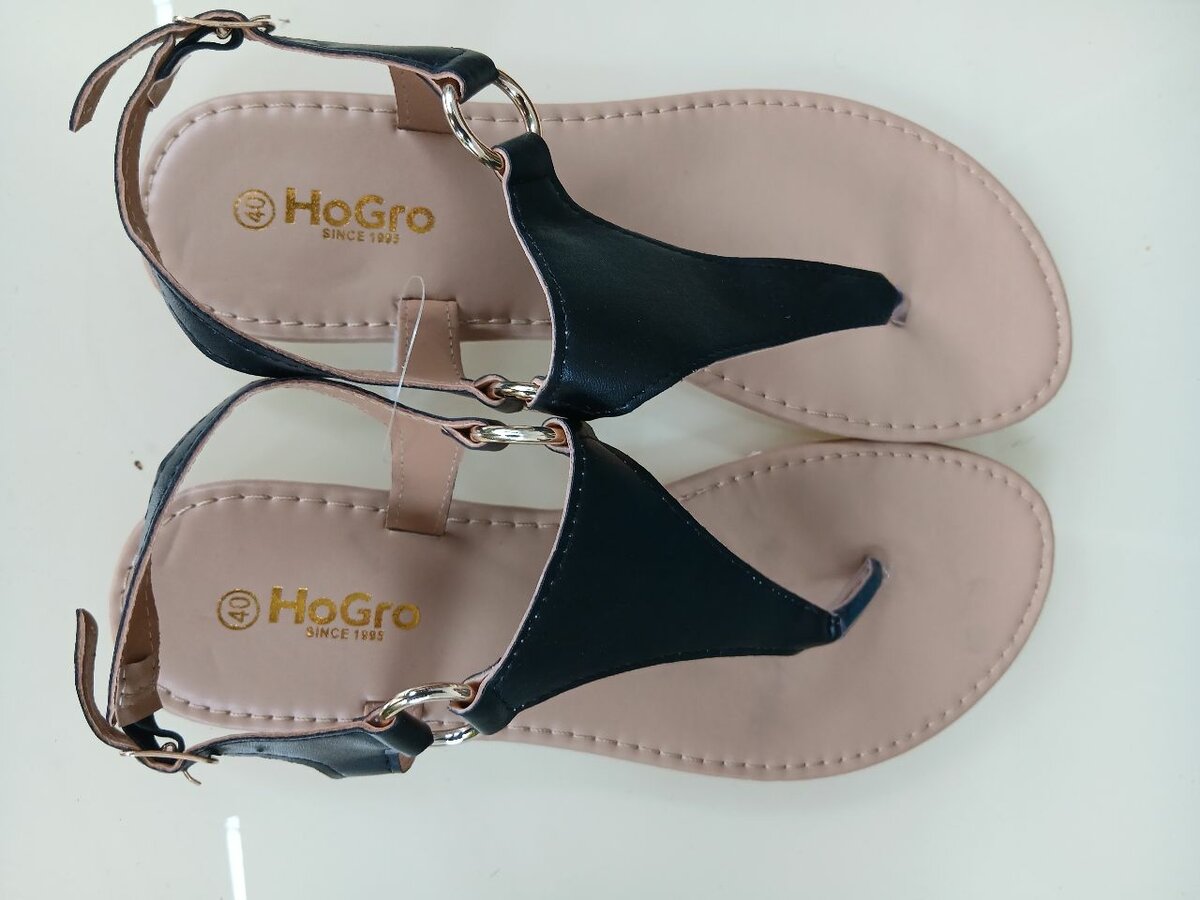 HoGro Black Leather Women's Sandals
