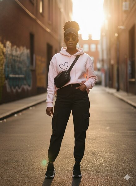 Sweatshirt rose à capuche