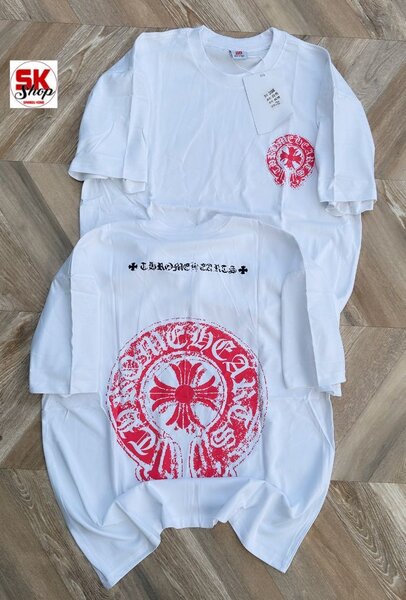 T-shirt blanc imprimé rouge