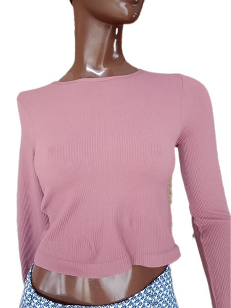 Body rose à manches longues