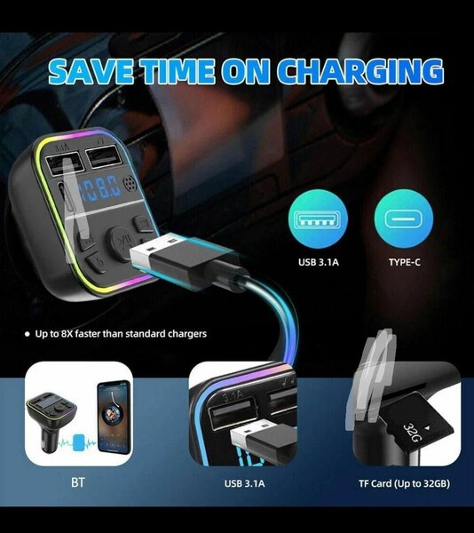 Chargeur voiture Bluetooth multiport