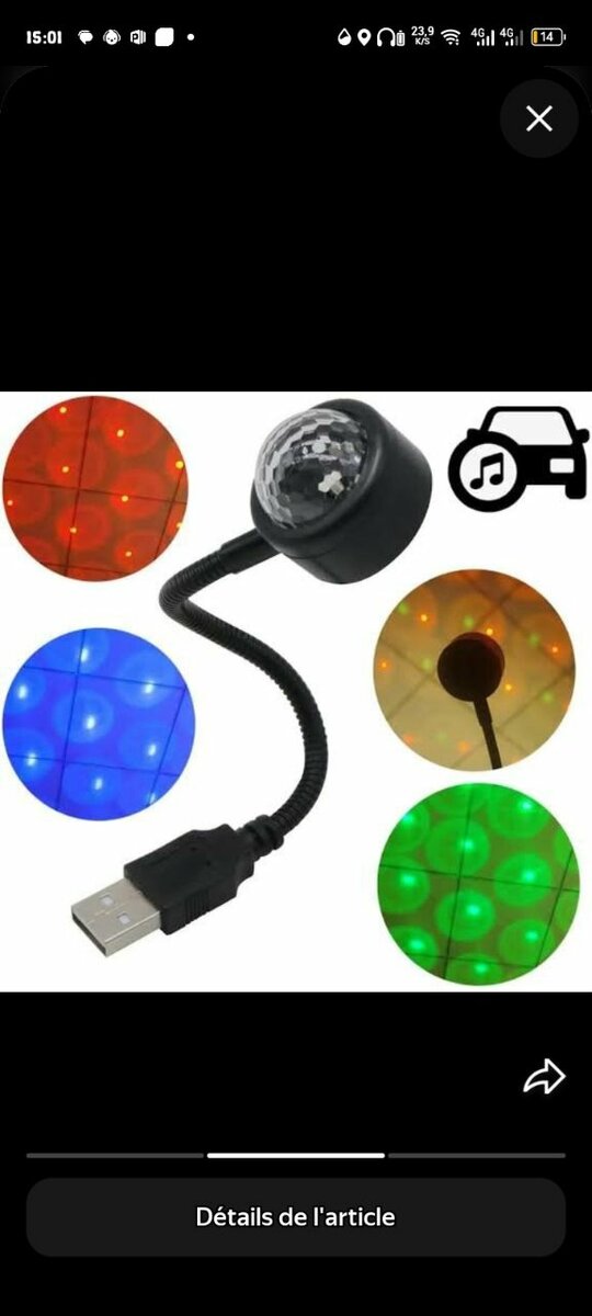 Lampe LED rotative USB