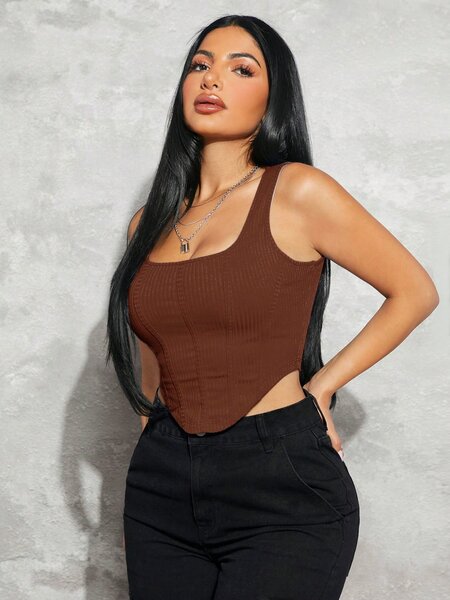 Débardeur côtelé sans manches