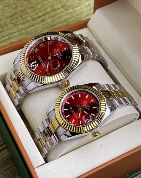 Montre couple Rolex en acier et or