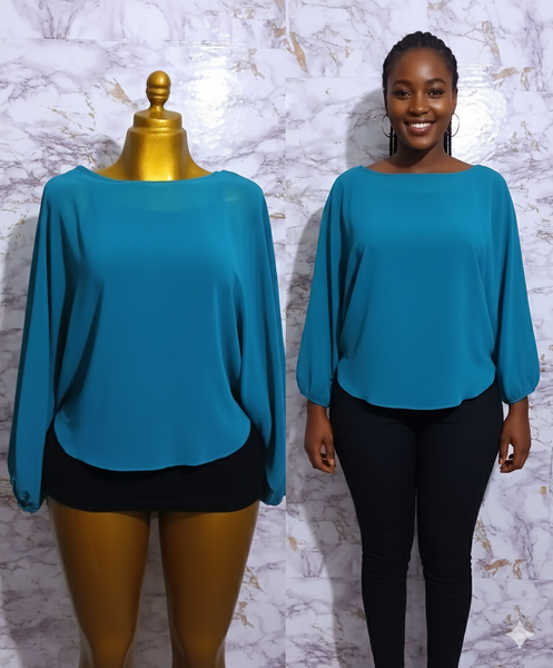 Chemise ample bleu sarcelle pour femme