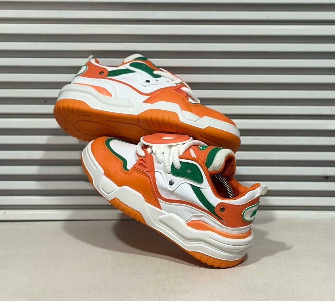 Baskets tendance orange et vert