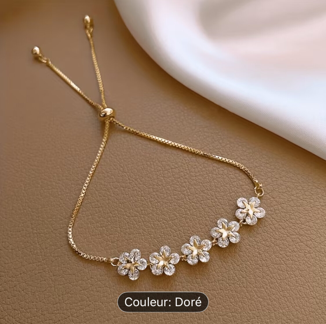 Bracelet en Or avec Fleurs en Zircon