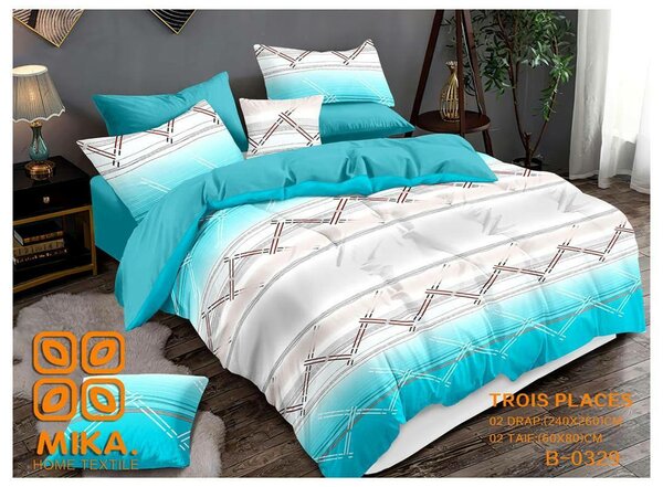 Parure de lit rayée en coton