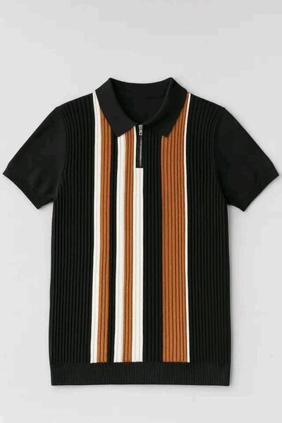 Polo rayé moderne noir