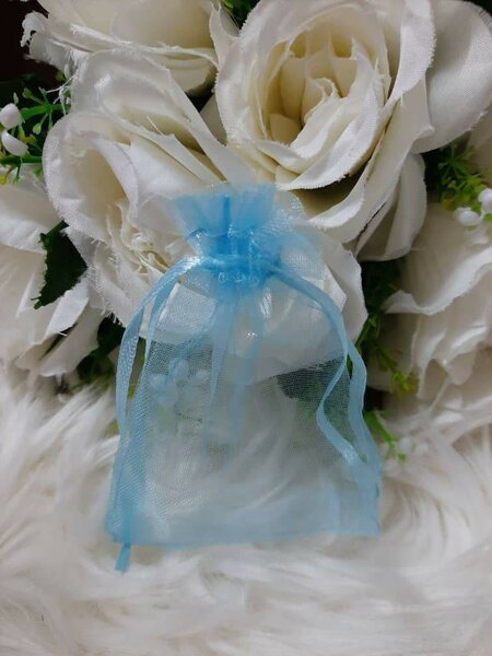 Sac organza bleu ciel