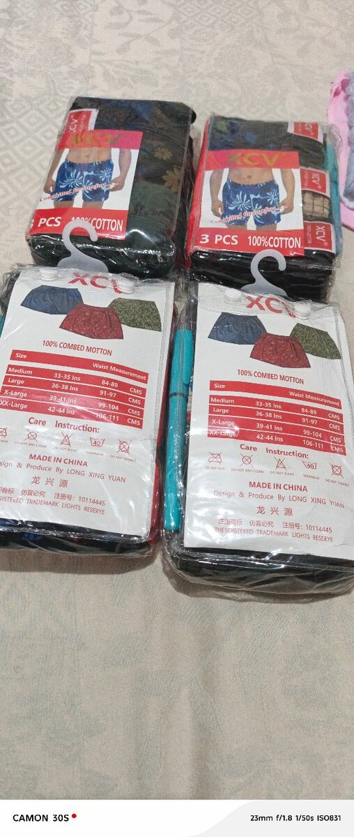 Boxers en tissus 3 pièces