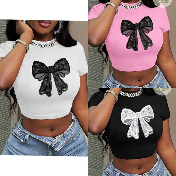 Top court avec nœud en dentelle