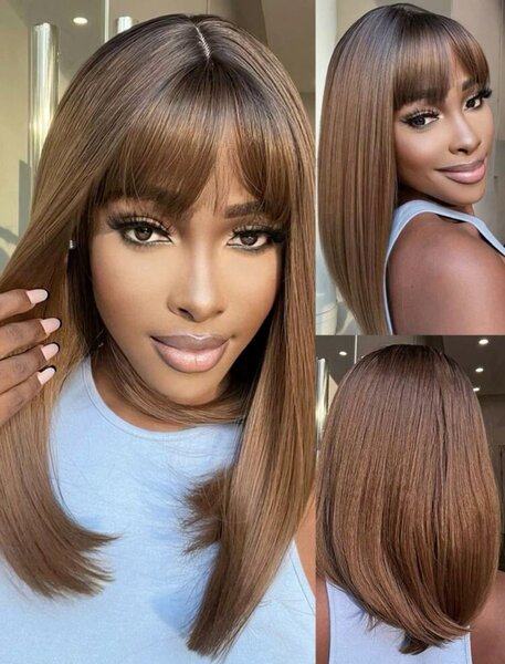 Perruque longue avec frange