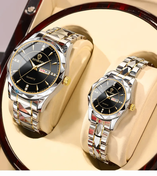 Montre Binbony couple en acier inoxydable
