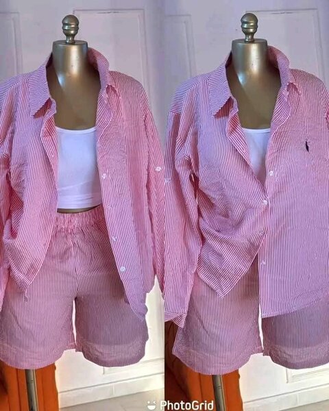 Tenue d'été rayée rose