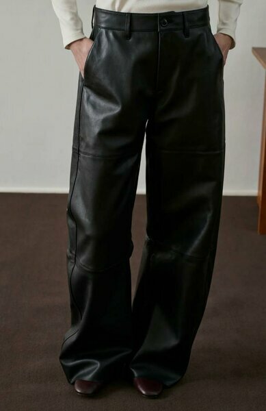 Pantalon simili cuir homme noir taille haute