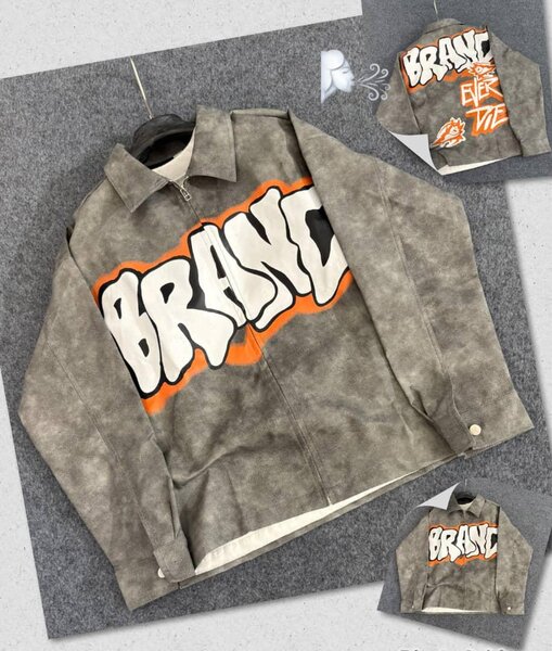 Veste en cuir style graffiti