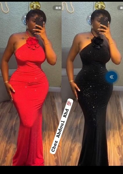 Robe de soirée élégante en rouge et noir